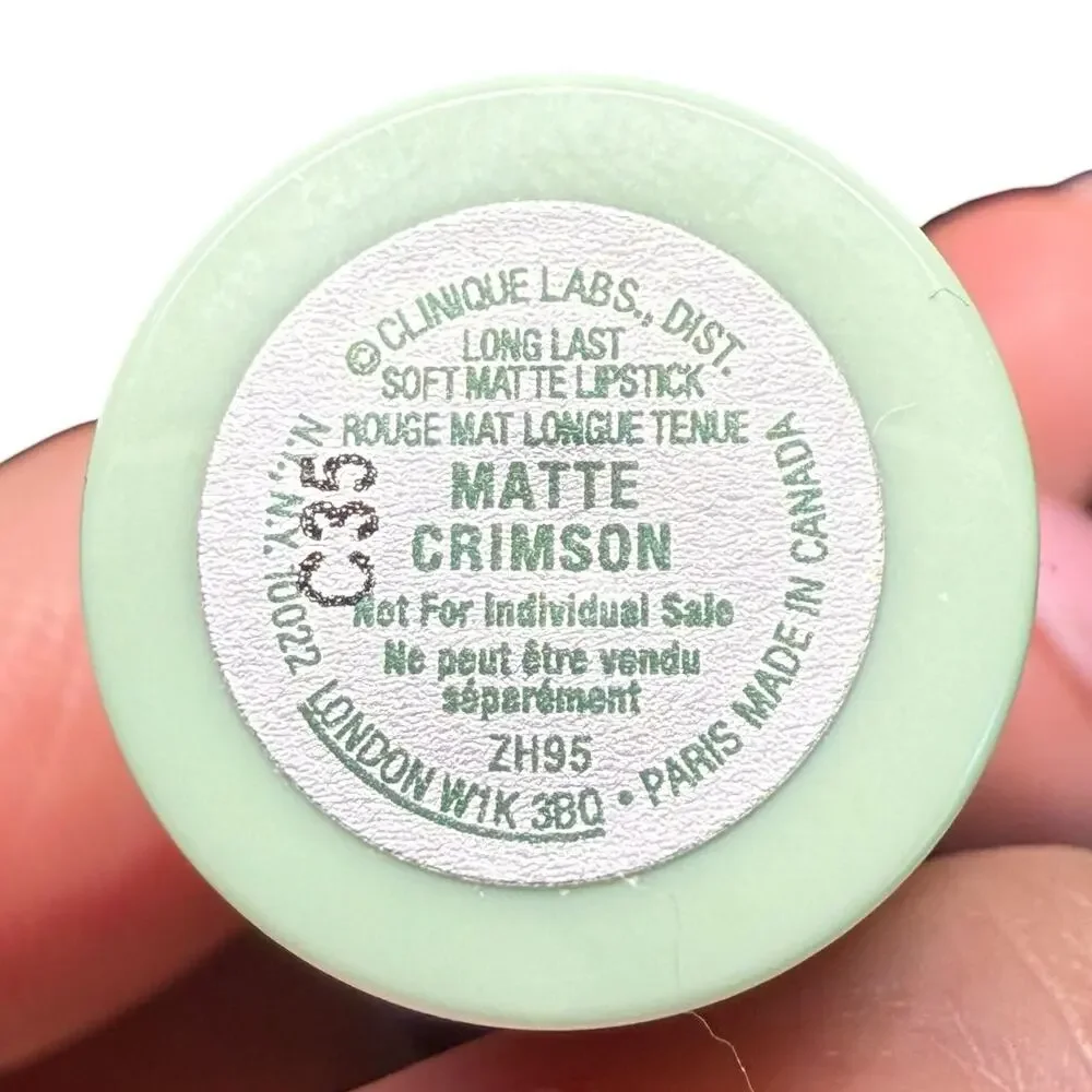 Clinique Long Last Soft Matte Lipstick Matte‎ Crimson Red Green Tube